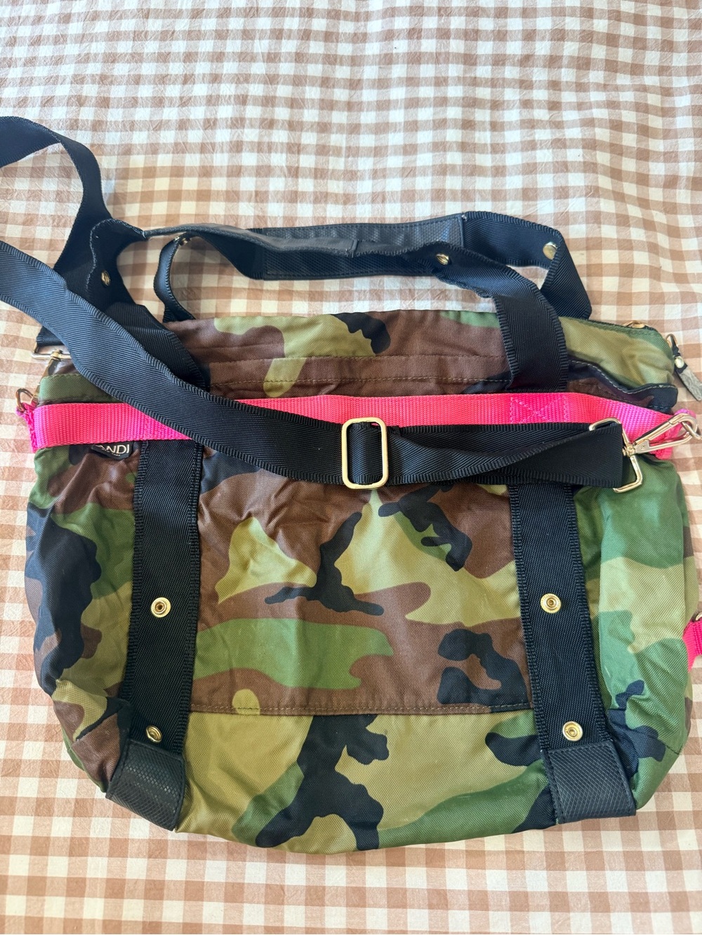 Andi Bag Camouflage Tote Bag with Pink Accent